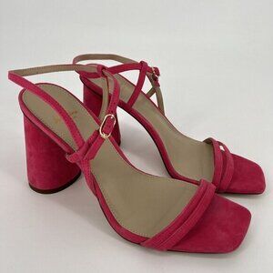 Sam‎ Edelman Dahlia Pink Suede Kit Slingback Block Heel Sandal Size 8